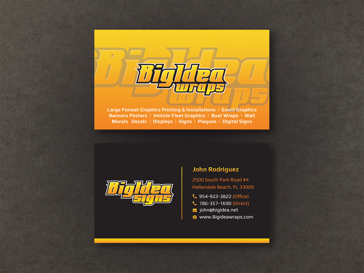 Business Card Design by Moumita_ for Bigidea Wraps Inc | Design #23411798
