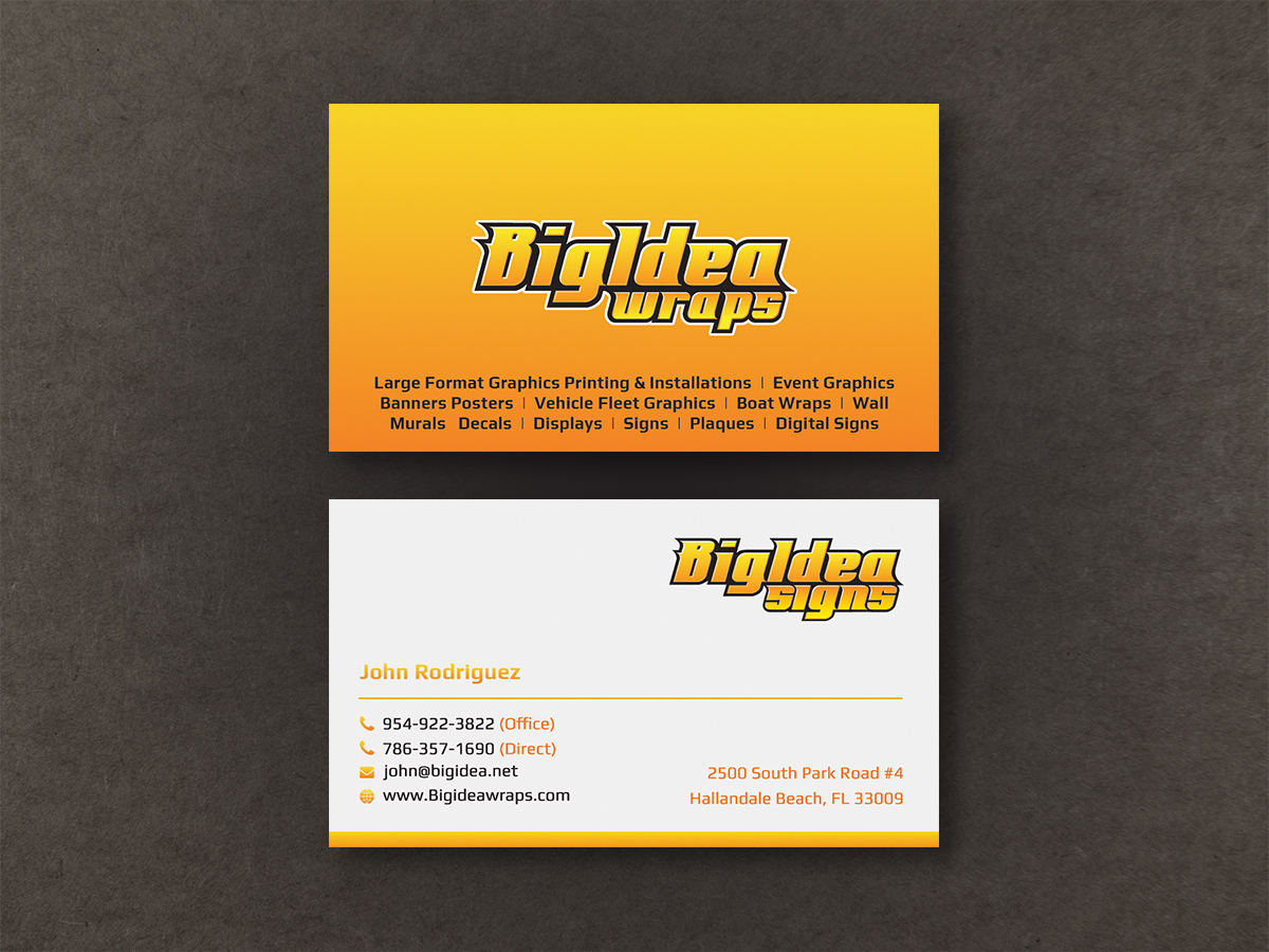 Business Card Design by Moumita_ for Bigidea Wraps Inc | Design #23411800