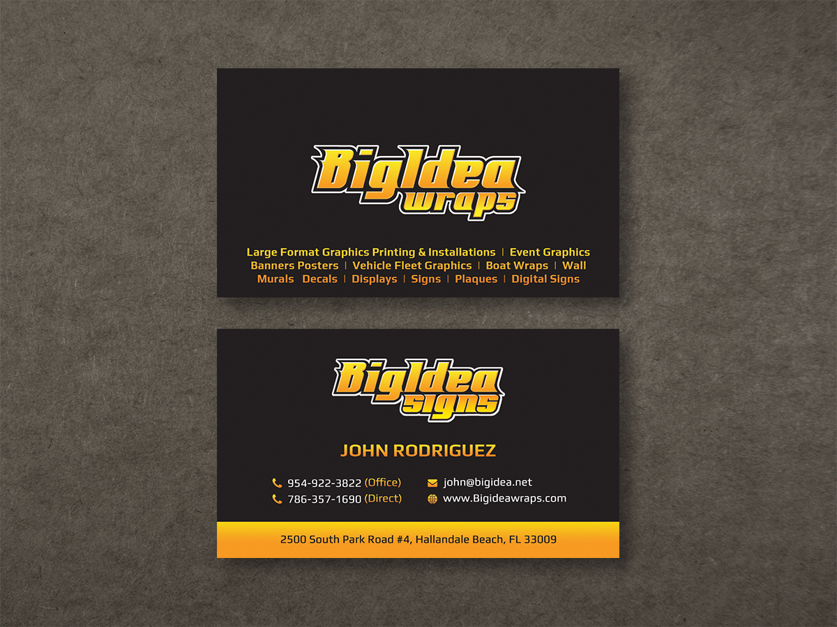 Business Card Design by Moumita_ for Bigidea Wraps Inc | Design #23411815