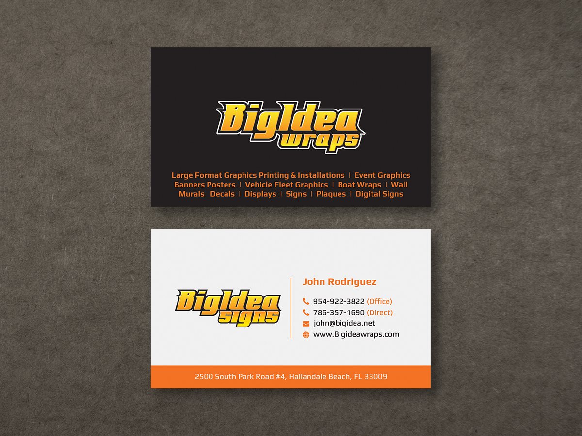 Business Card Design by Moumita_ for Bigidea Wraps Inc | Design #23411816