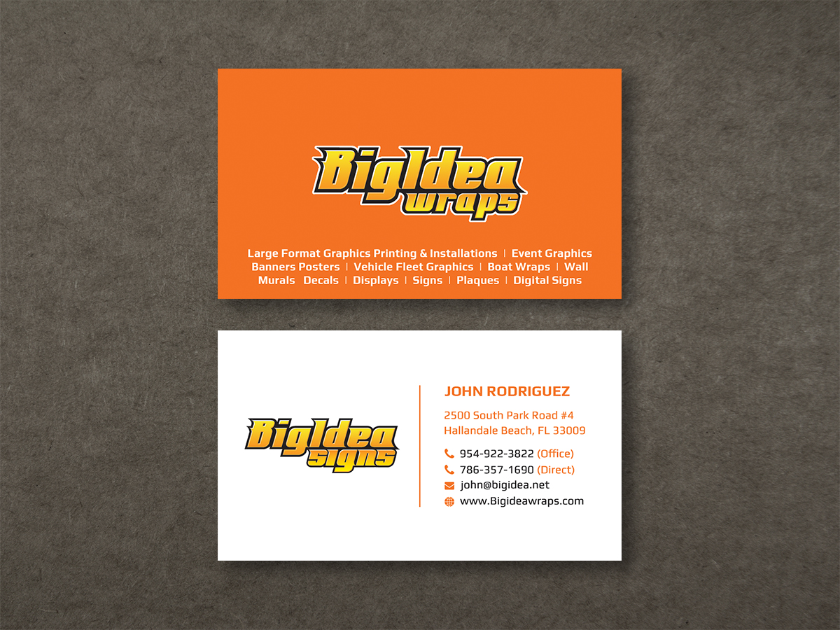 Business Card Design by Moumita_ for Bigidea Wraps Inc | Design #23411941