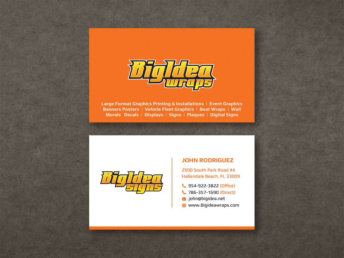 Business Card Design by Moumita_ for Bigidea Wraps Inc | Design #23411943