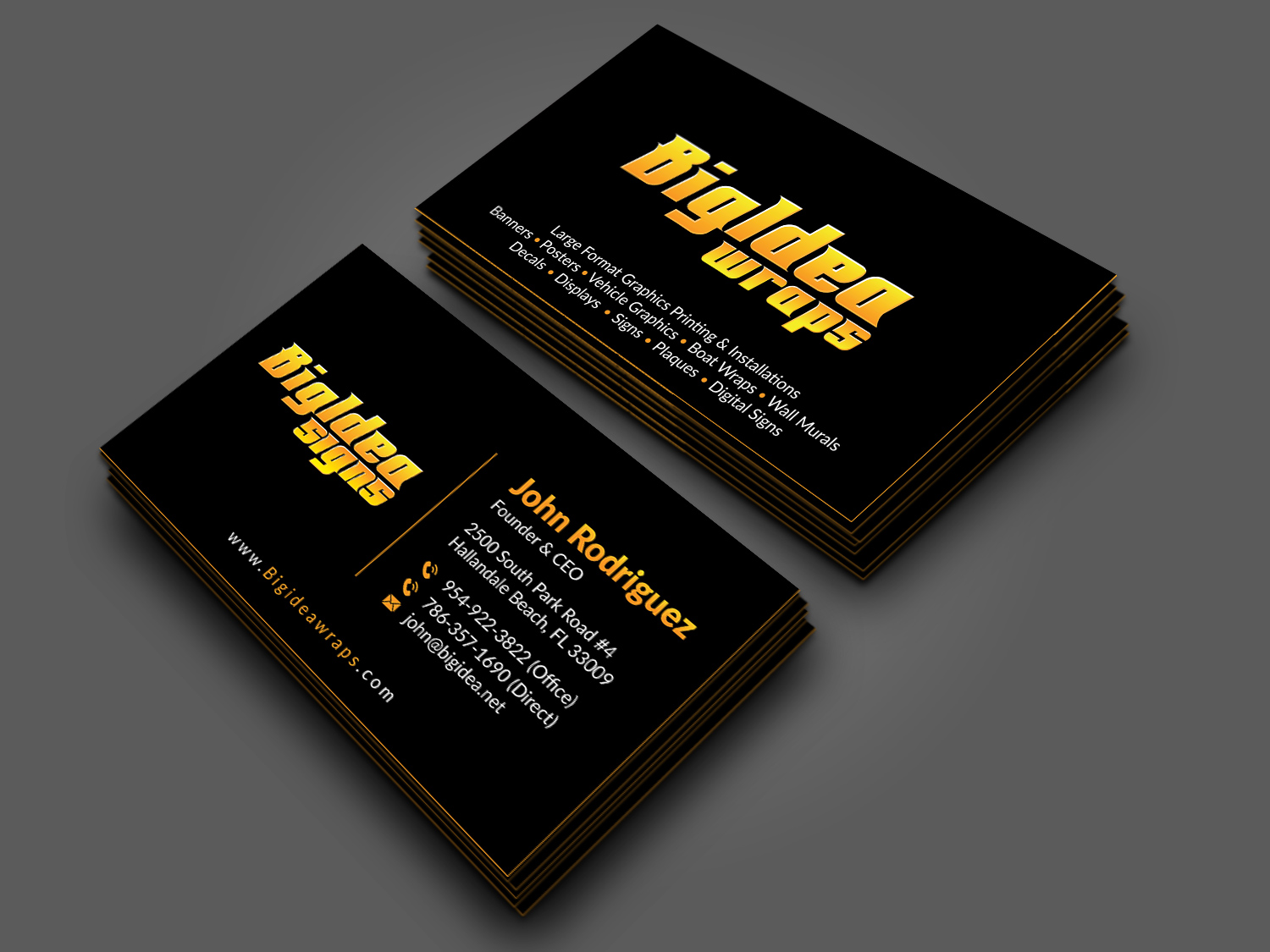 Business Card Design by Musa. A for Bigidea Wraps Inc | Design #23404089