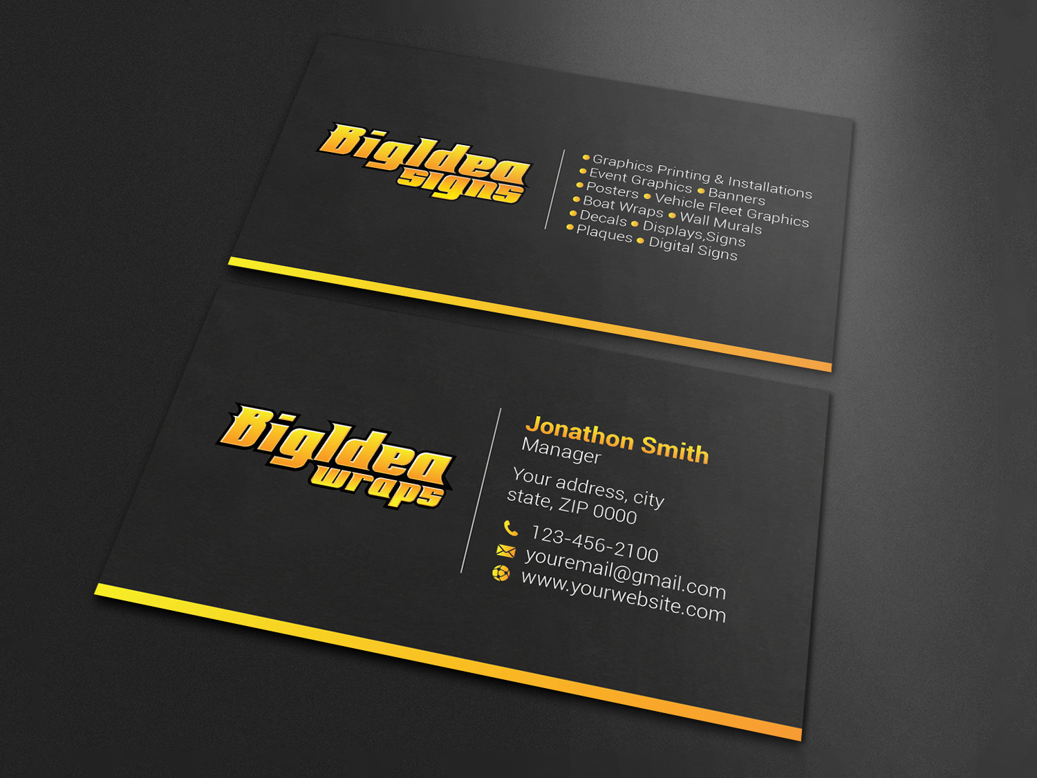 Business Card Design by Imagine design000 for Bigidea Wraps Inc | Design #23401993