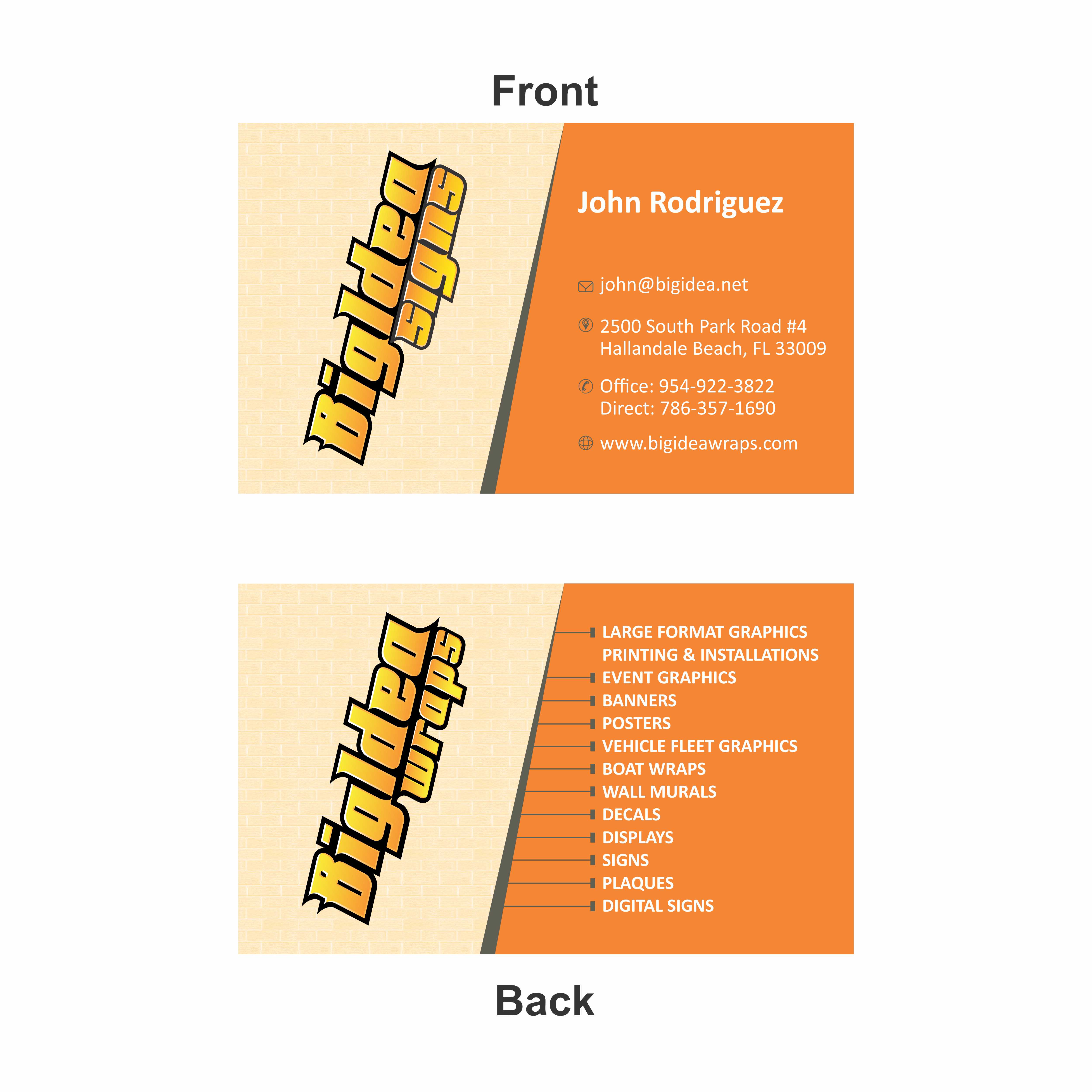 Business Card Design by Amit 61 for Bigidea Wraps Inc | Design #23403570