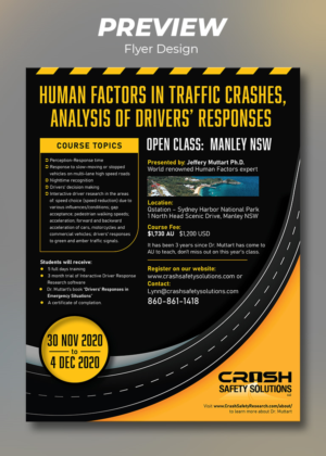 FLYER: Human Factors in Traffic Crashes - Analysis of Drivers' Responses - training | Flyer-Design von ZISGraphics