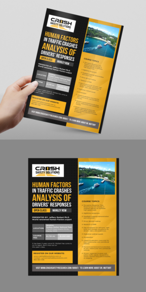 FLYER: Human Factors in Traffic Crashes - Analysis of Drivers' Responses - training | Flyer-Design von Deepak_9_Malhotra