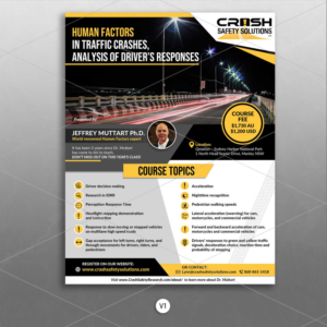 FLYER: Human Factors in Traffic Crashes - Analysis of Drivers' Responses - training | Flyer-Design von DA.