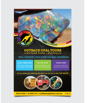 OUTBACK OPAL TOURS Eye-catching design for A-frame sign (tour company Lightning Ridge - Australia) | Signage Design by alex989