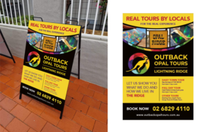 OUTBACK OPAL TOURS Eye-catching design for A-frame sign (tour company Lightning Ridge - Australia) | Design de Panneau par 3dwOrX