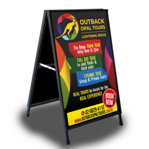 OUTBACK OPAL TOURS Eye-catching design for A-frame sign (tour company Lightning Ridge - Australia) | Signage Design by Czeh