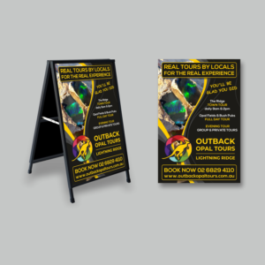 OUTBACK OPAL TOURS Eye-catching design for A-frame sign (tour company Lightning Ridge - Australia) | Signage Design by Maestroto