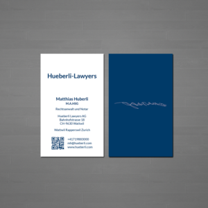 Business Card Design by Creations Box 2015 for Hueberli Lawyers AG | Design: #23463026