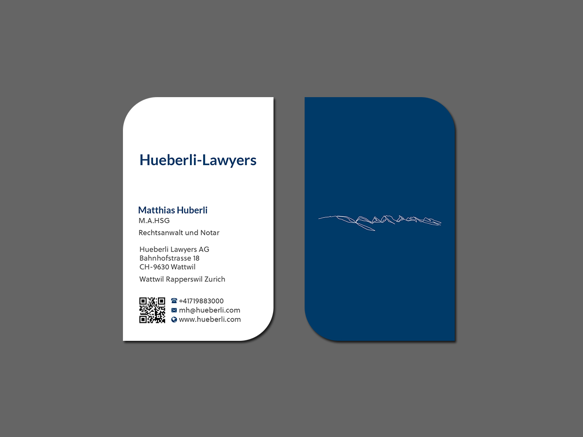 Business Card Design by Creations Box 2015 for Hueberli Lawyers AG | Design #23463035