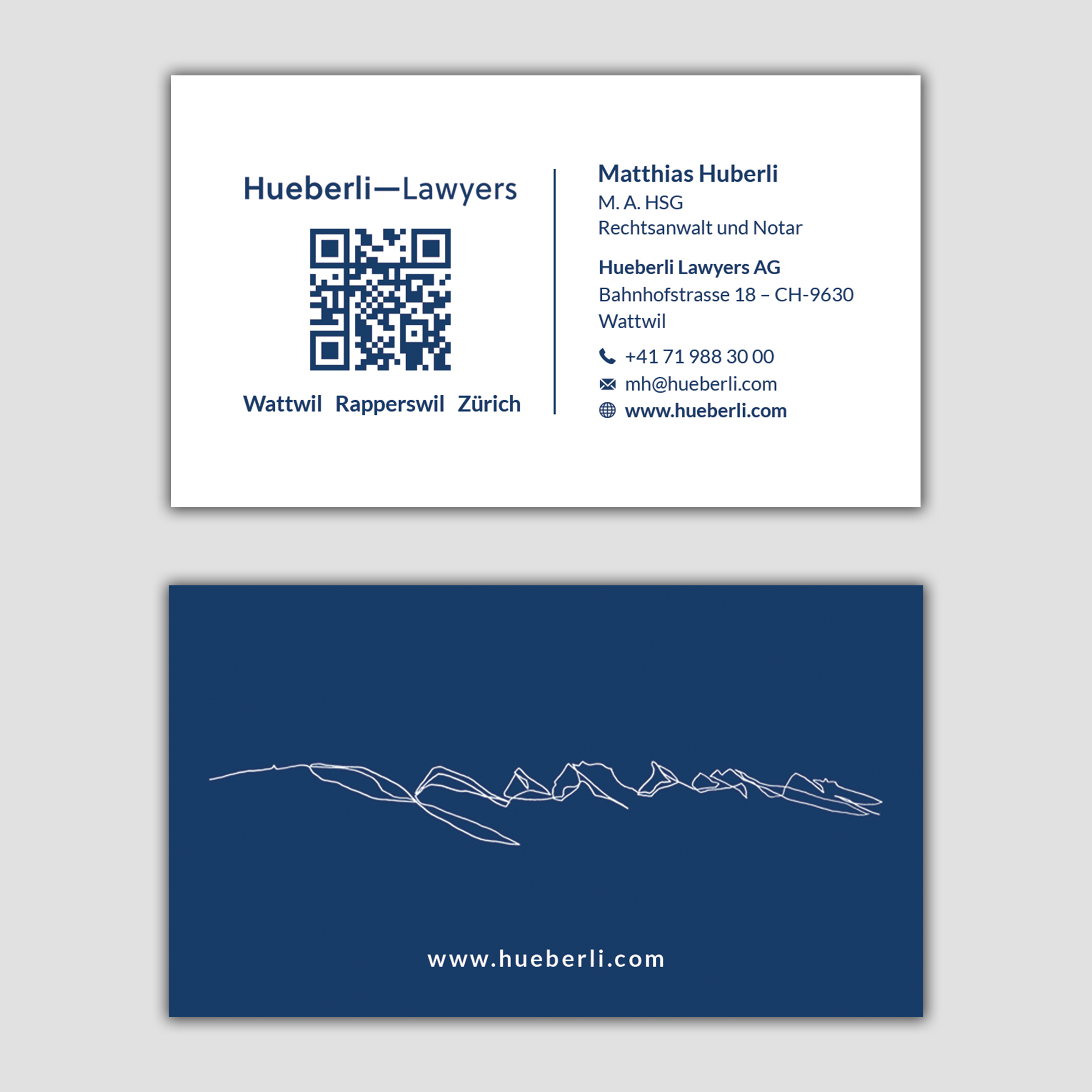 Business Card Design by T.R for Hueberli Lawyers AG | Design #23430506
