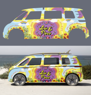 Hippie Bus design for new Volkswagen I.D. Buzz 2022 | Diseño Gráfico por Navisol Creatives