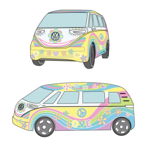 Hippie Bus design for new Volkswagen I.D. Buzz 2022 | Diseño Gráfico por olpattern
