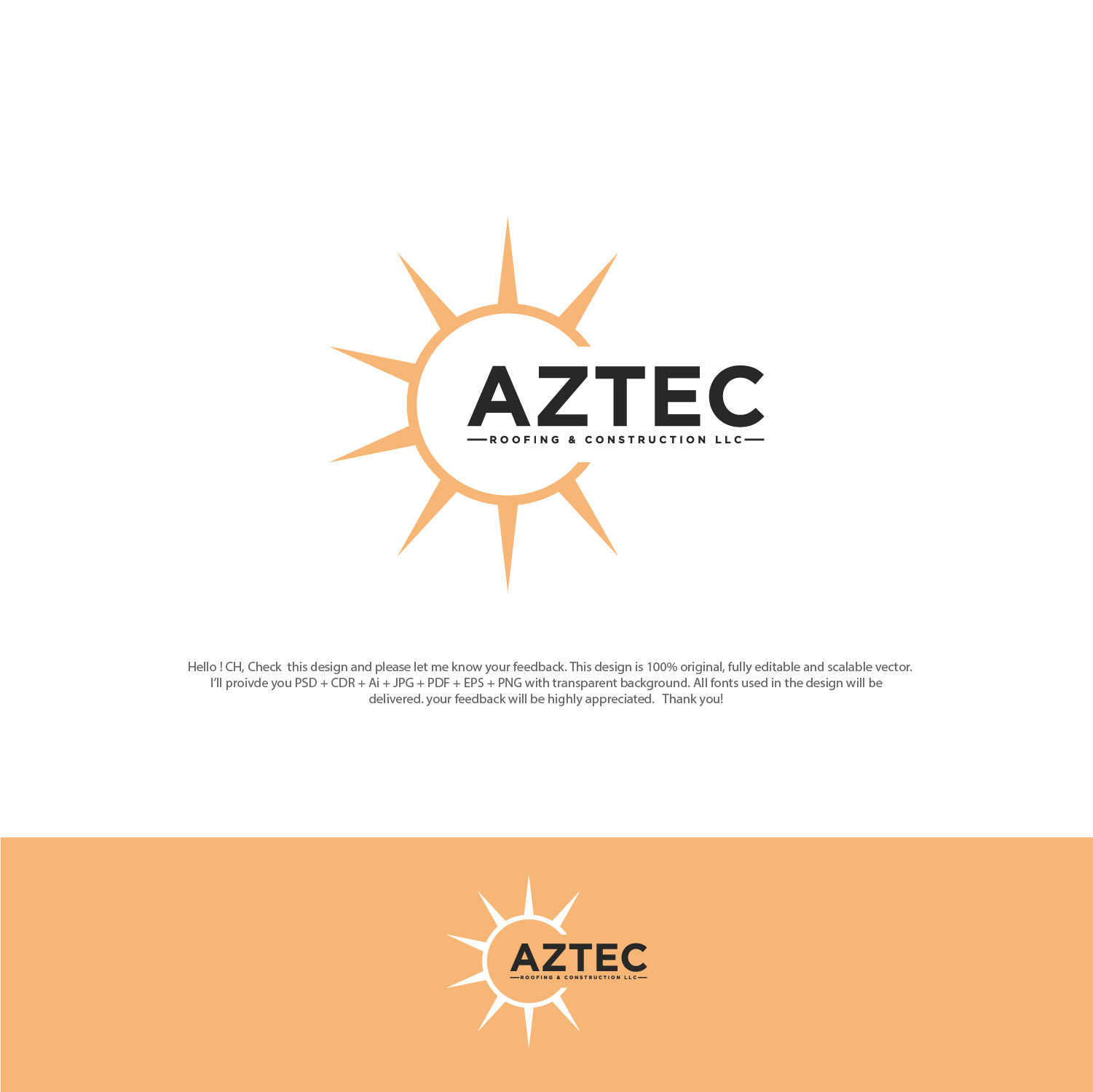 Logo Design by MuhammadFaizan786 for Aztec Roofing & Construction LLC | Design #23449601