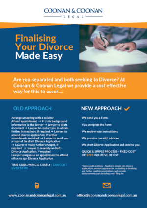 Flyer to be utilised on social media and email marketing - Making Divorce Applications Affordable | Graphic Design by MNM