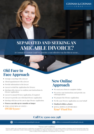 Flyer to be utilised on social media and email marketing - Making Divorce Applications Affordable