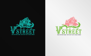V Street -- 1886 historic home tour and plant-based dinner | Logo Design by MT