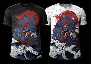 Japanese Dragon, Geisha, Samurai, and Ninja AOP T-shirt Design | T-shirt Design by Bayu_susilo