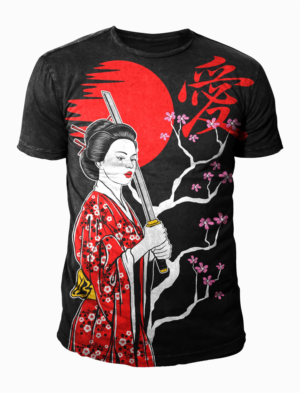 Japanese Dragon, Geisha, Samurai, and Ninja AOP T-shirt Design | Diseño de Camiseta por 777SKY