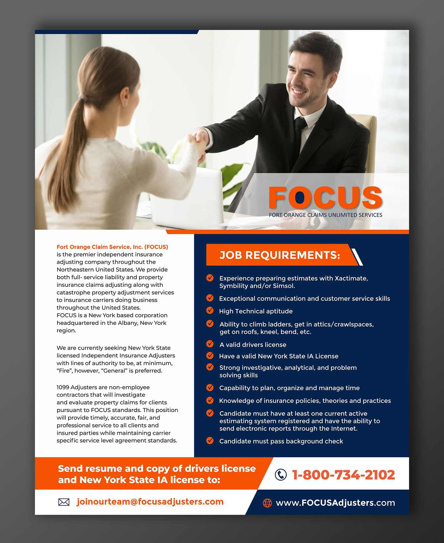 Advertisement Design by OwnDesign for Fort Orange Claim Service, Inc. | Design #23479430