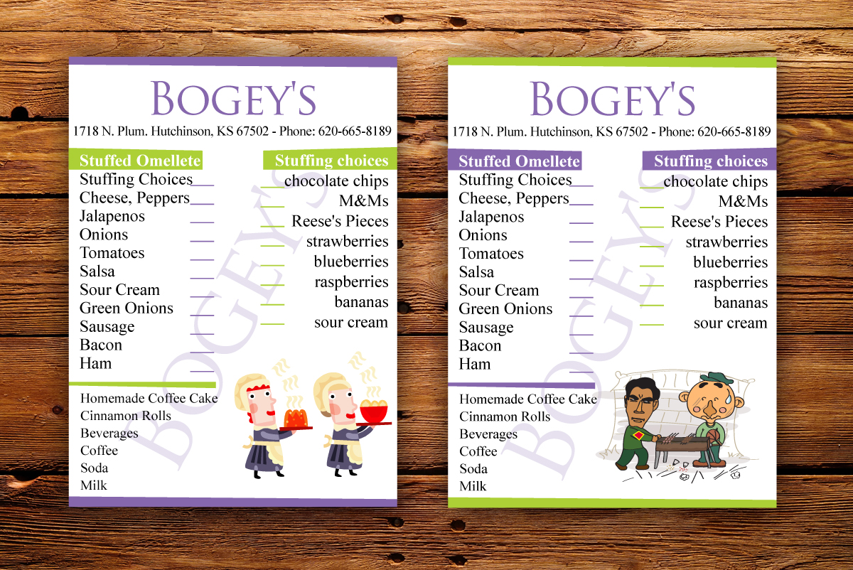 one page menu design