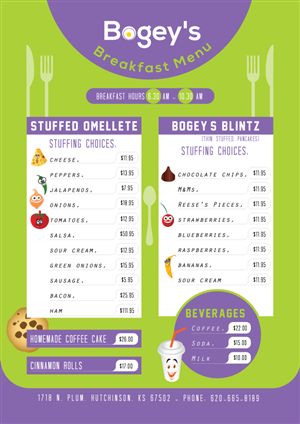 one page menu design