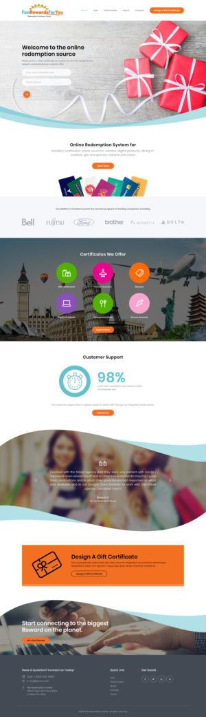 3 -4 PAGE GIFT CERTIFICATE REDEMPTION WEBSITE REVAMP | Web Design by Ved Web Services