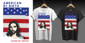 american flag with Jesus face | Diseño de Camiseta por Al Pech