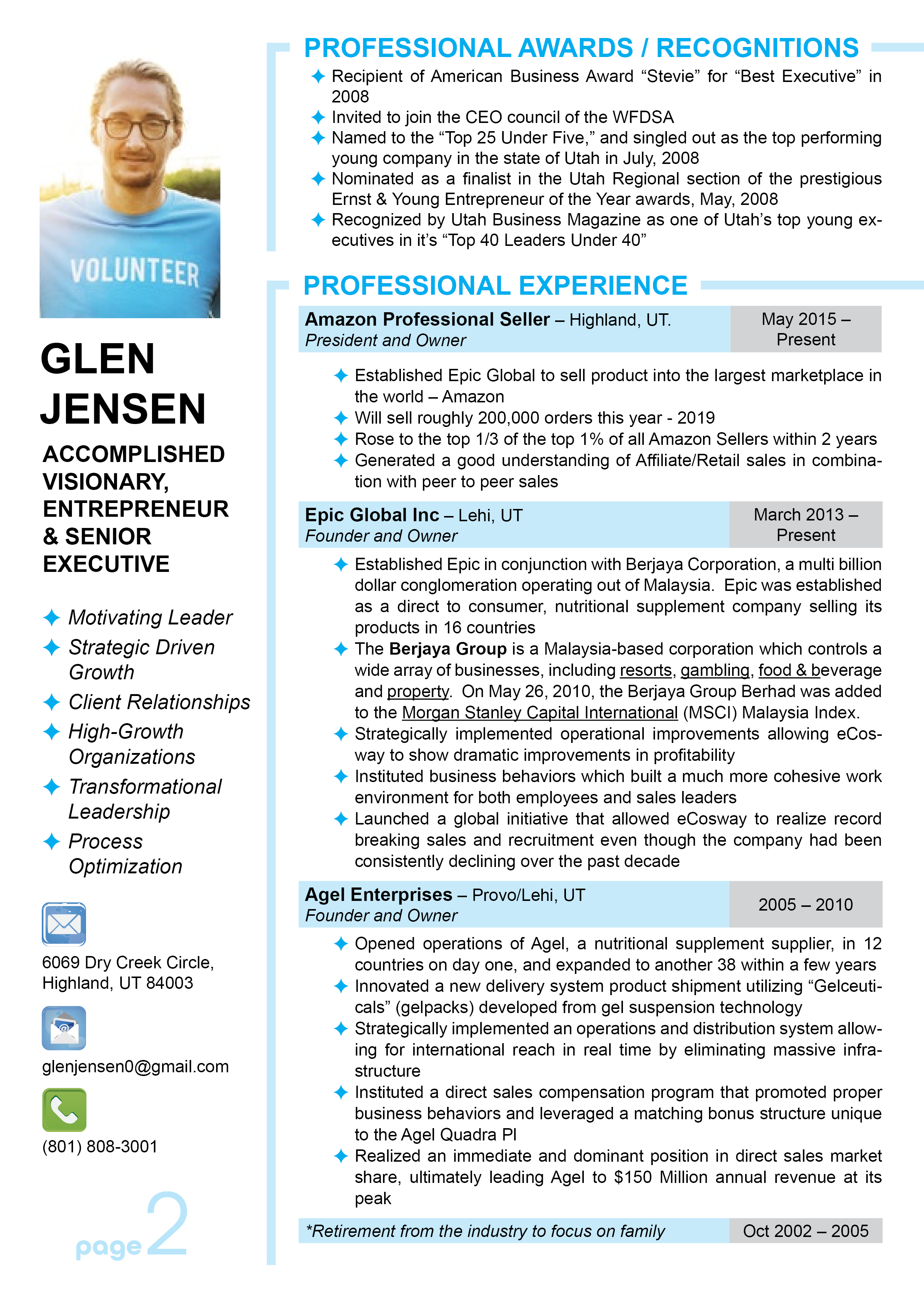 Resume Design by Sheingart for Epic Global Inc | Design #23605660