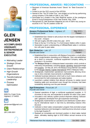 Resume Design by Sheingart for Epic Global Inc | Design #23605660