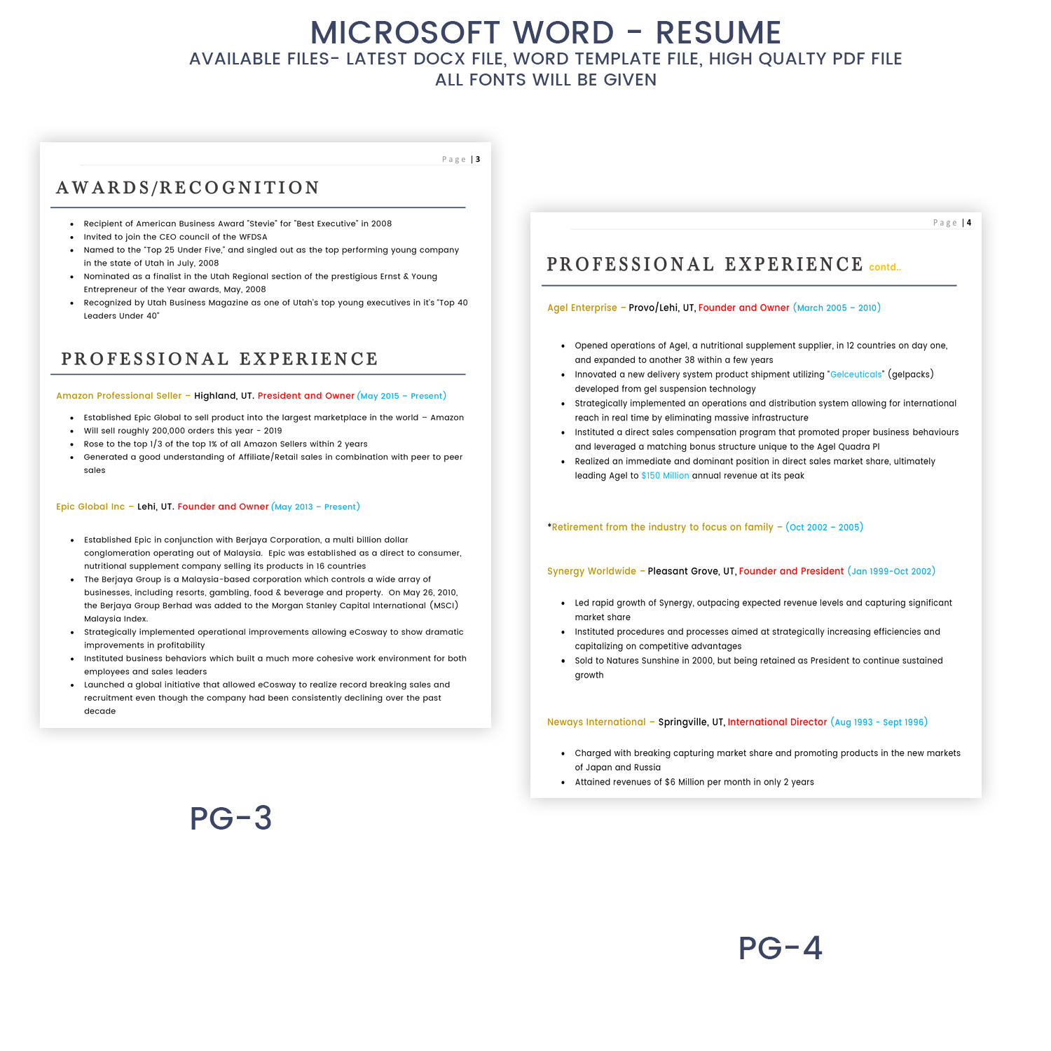 Resume Design by Expert Designer for Epic Global Inc | Design #23606112