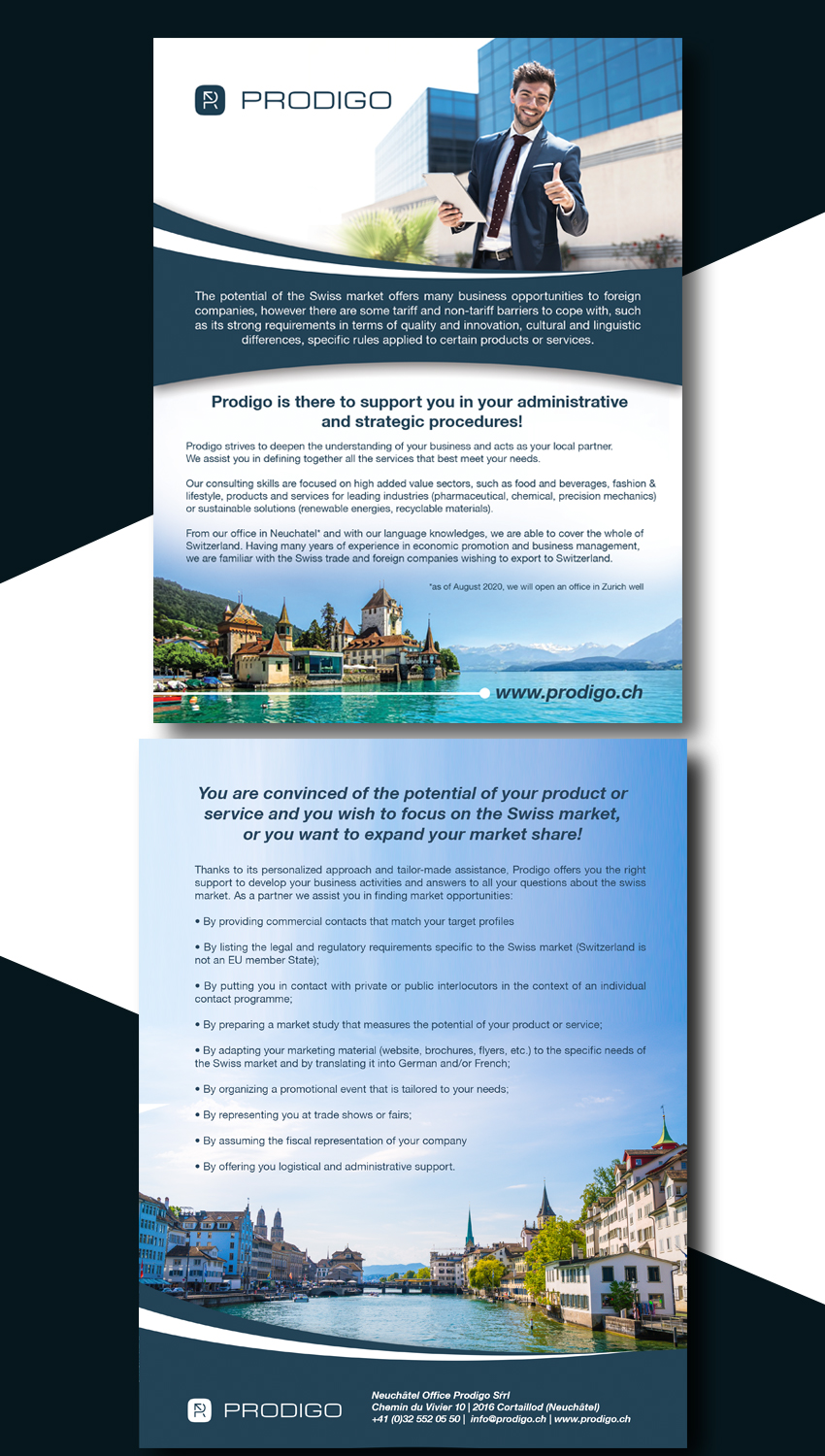 Modern, Bold, Business Consultant Flyer Design for Prodigo Sàrl by 