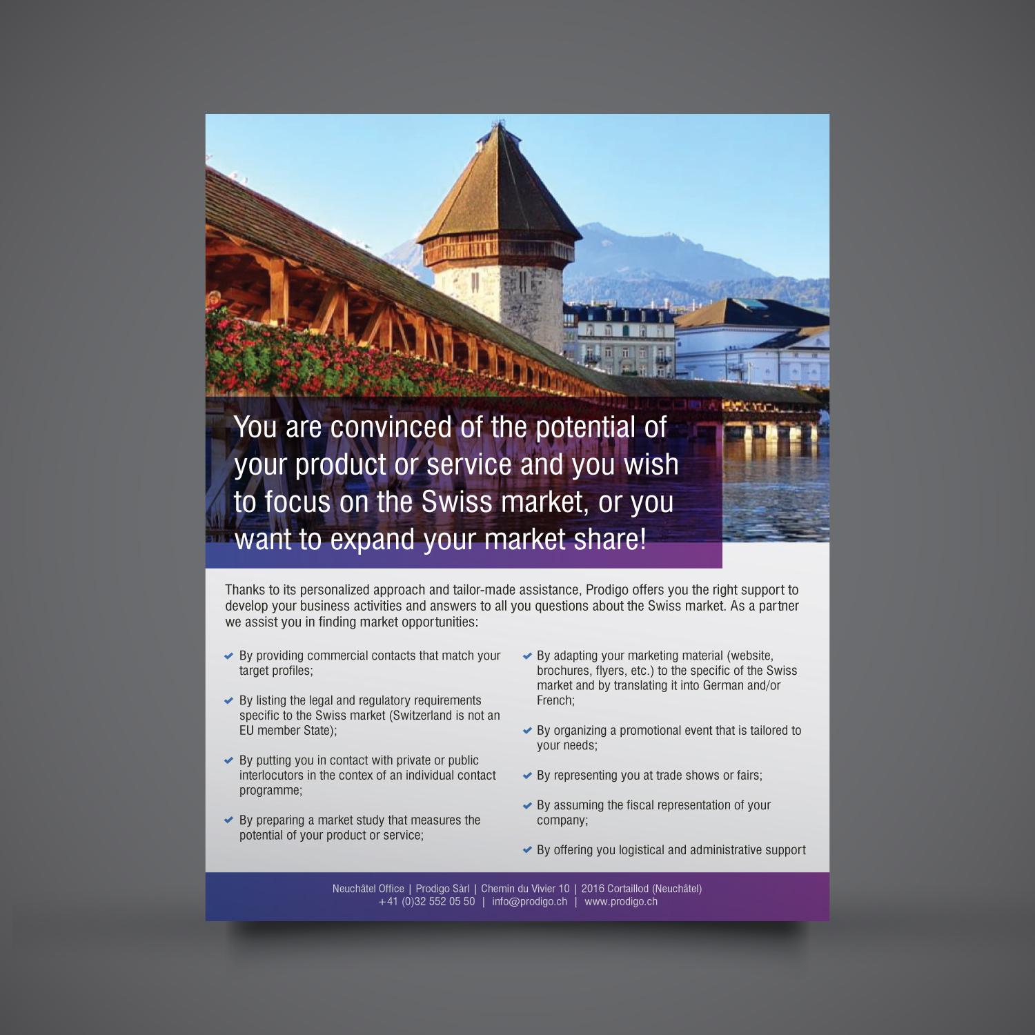 Flyer Design by Louie Fuentes | Manobo Graphic Design Services for Prodigo Sàrl | Design #23646069