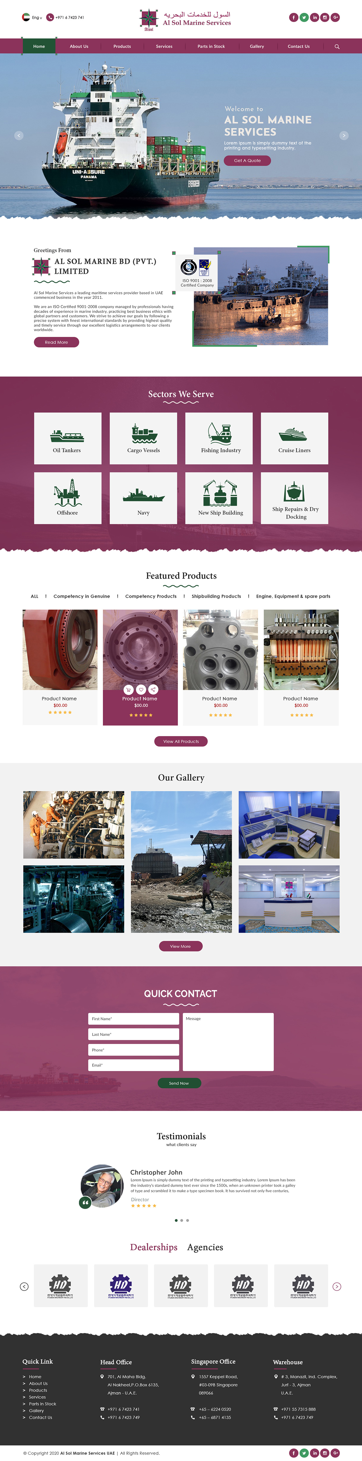 Diseño Web por bdesigner9 para Al Sol Marine Services LLC  | Diseño #25445934