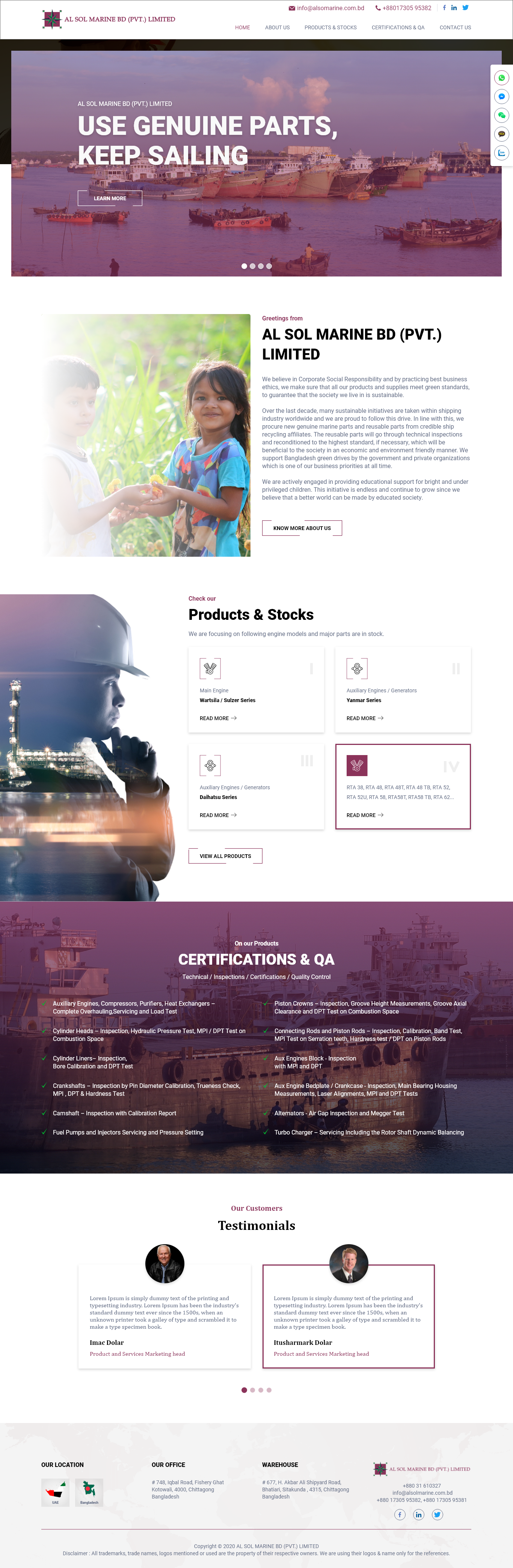 Diseño Web por Techeniac Services para Al Sol Marine Services LLC  | Diseño #23623429