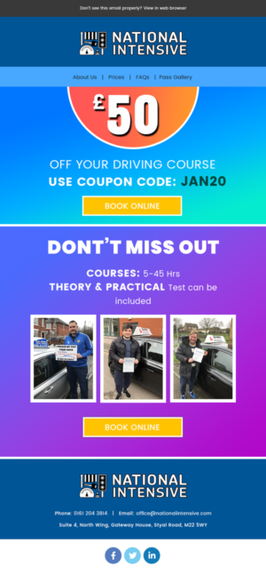 Email Marketing Design by Expert Designer for National Intensive | Design: #23614118