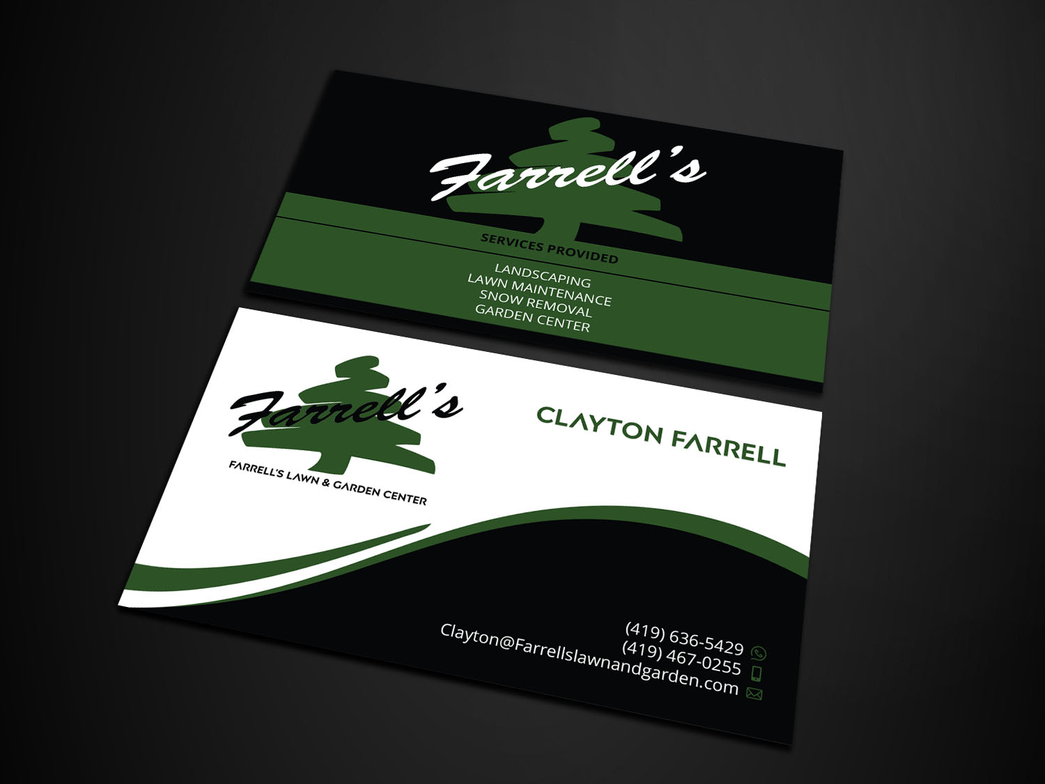 Business Card Design by Verified artistry for Farrell's Lawn & Garden Center LLC | Design #23625877