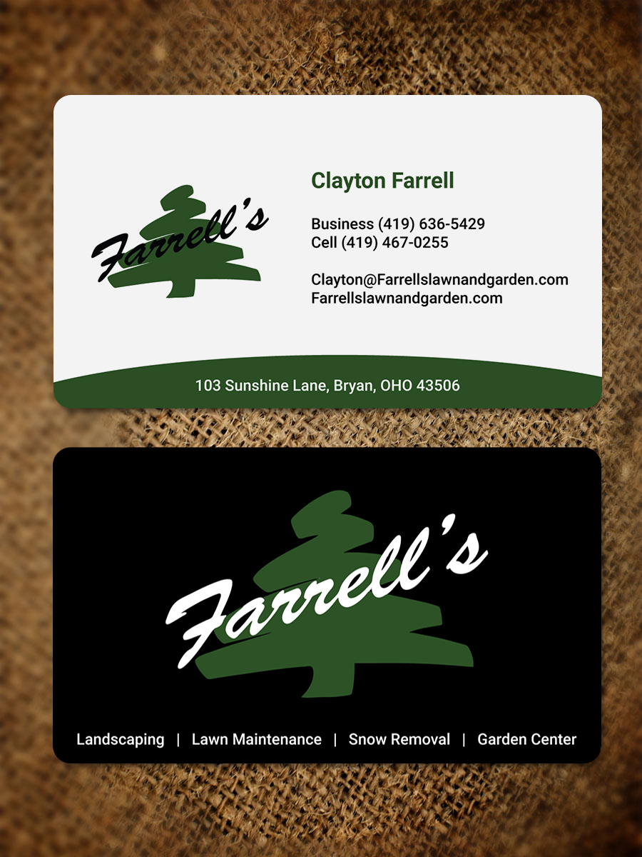 Business Card Design by JK18 for Farrell's Lawn & Garden Center LLC | Design #23625588