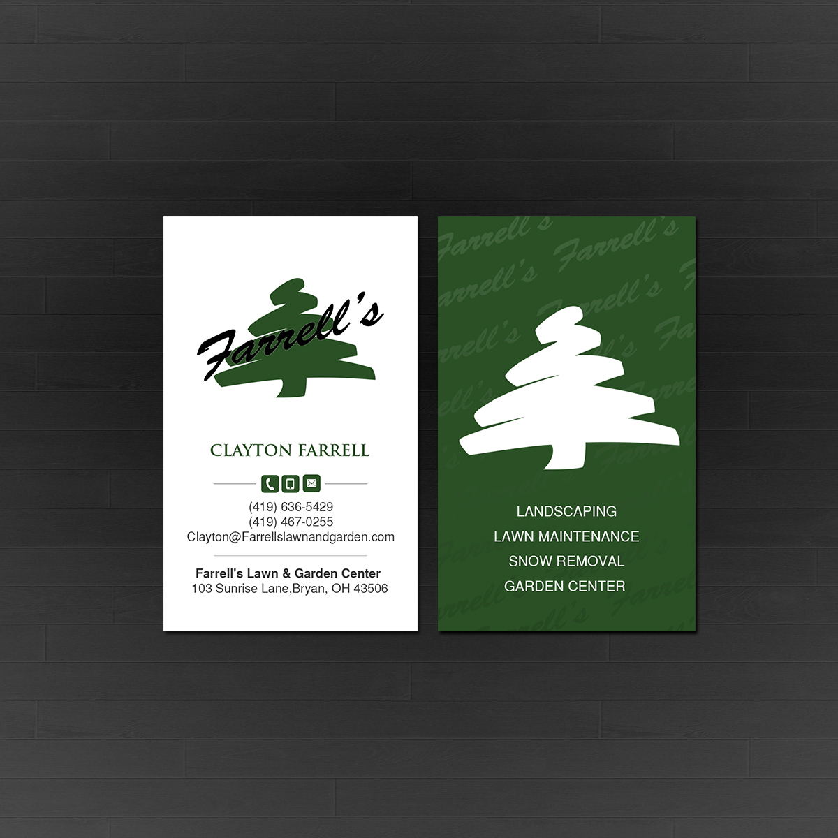 Business Card Design by Creations Box 2015 for Farrell's Lawn & Garden Center LLC | Design #23643797