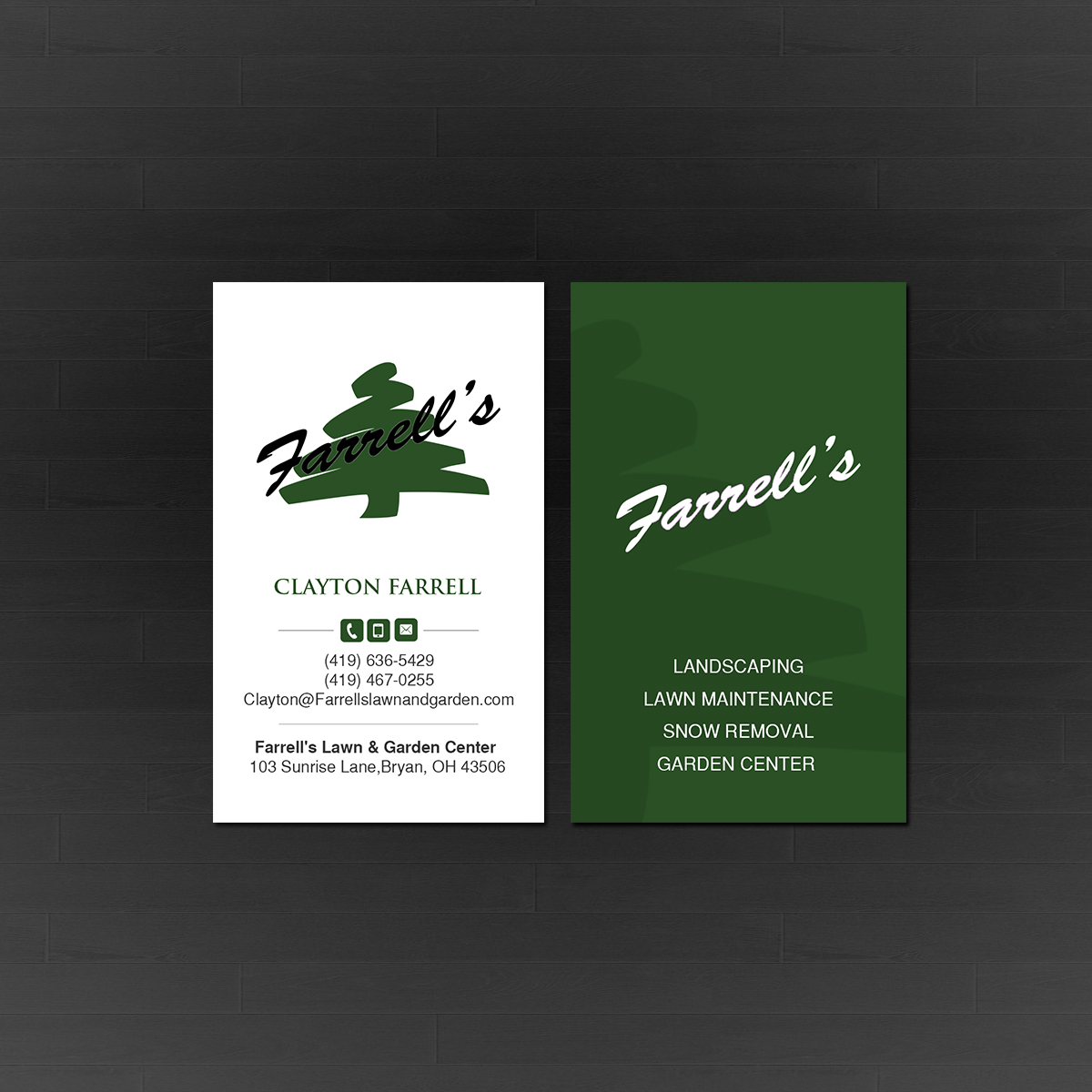 Business Card Design by Creations Box 2015 for Farrell's Lawn & Garden Center LLC | Design #23643798