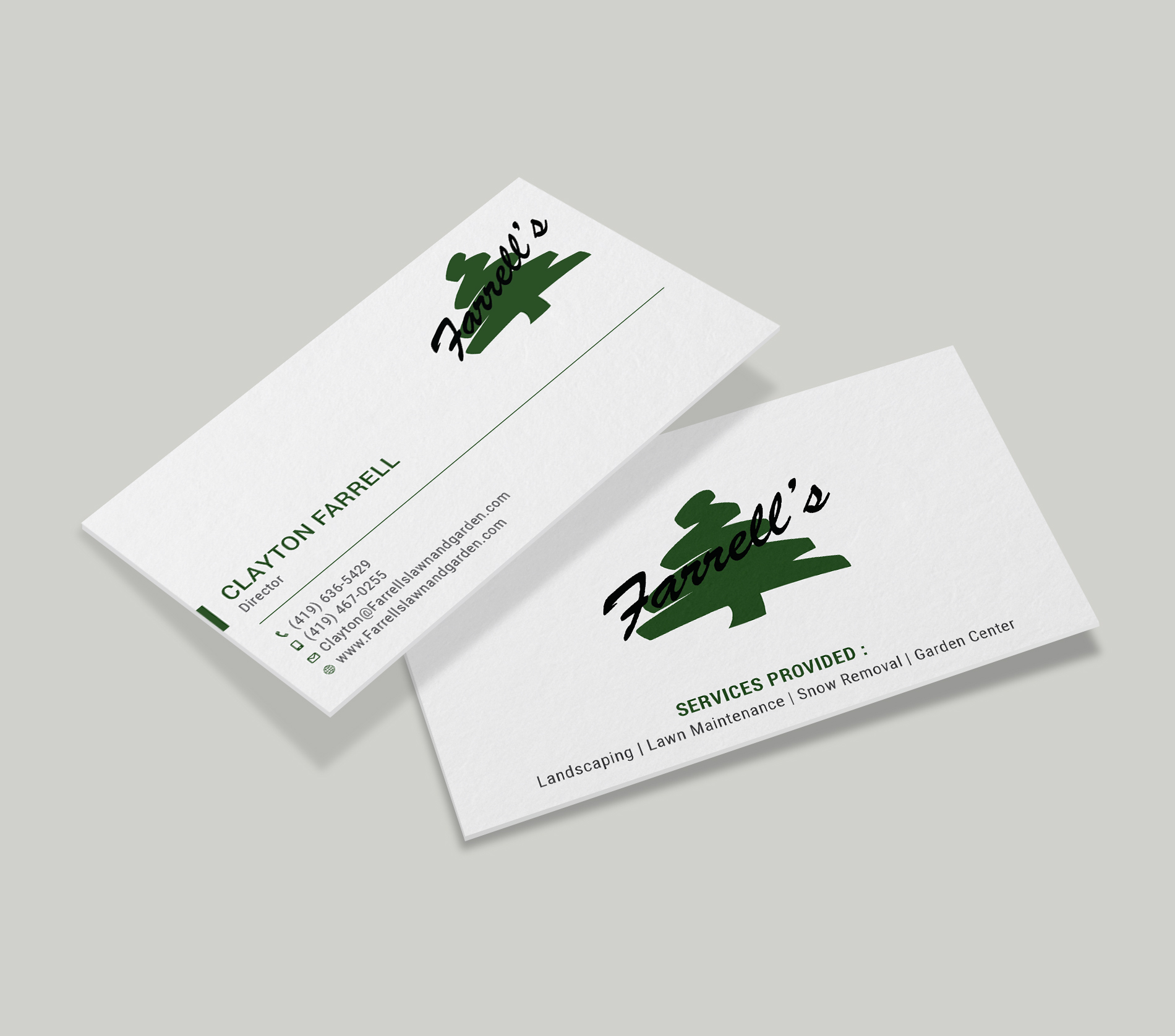 Business Card Design by Tripti Ranjan Gain for Farrell's Lawn & Garden Center LLC | Design #23650050