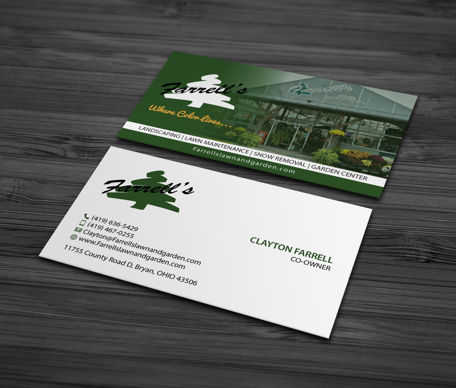 Business Card Design by MDesign for Farrell's Lawn & Garden Center LLC | Design #23621672
