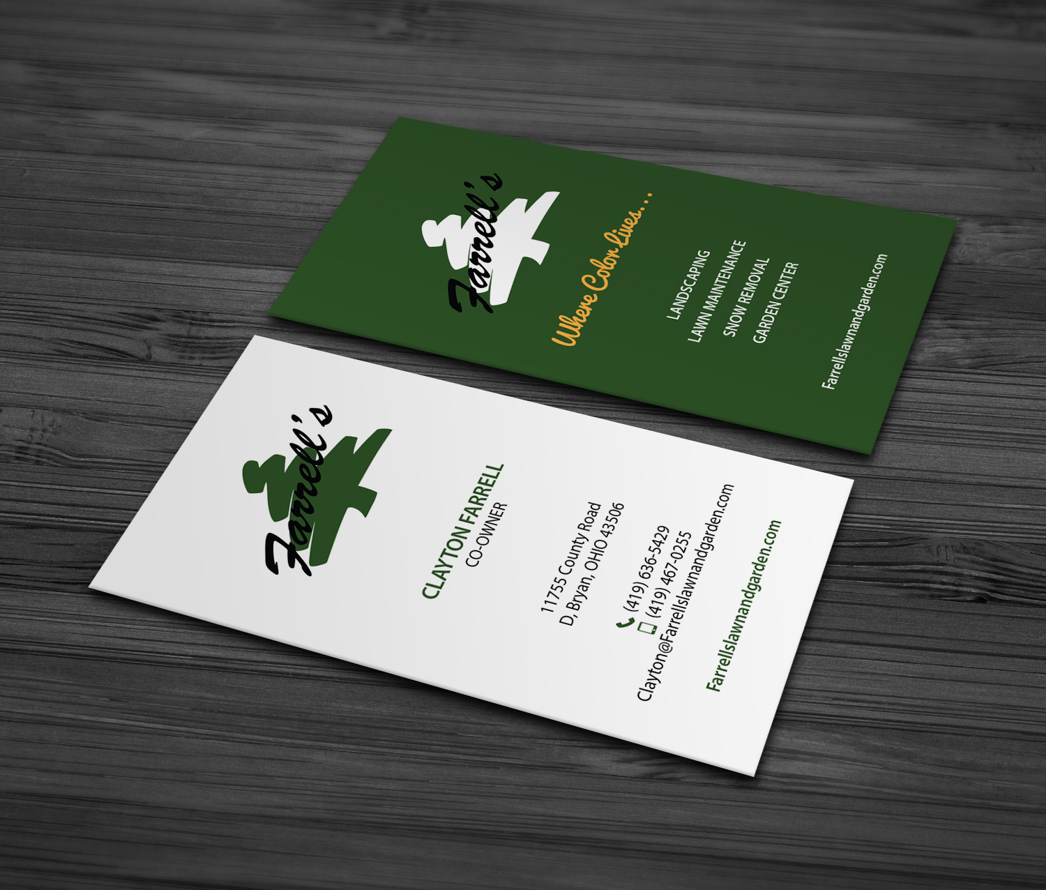 Business Card Design by MDesign for Farrell's Lawn & Garden Center LLC | Design #23621684