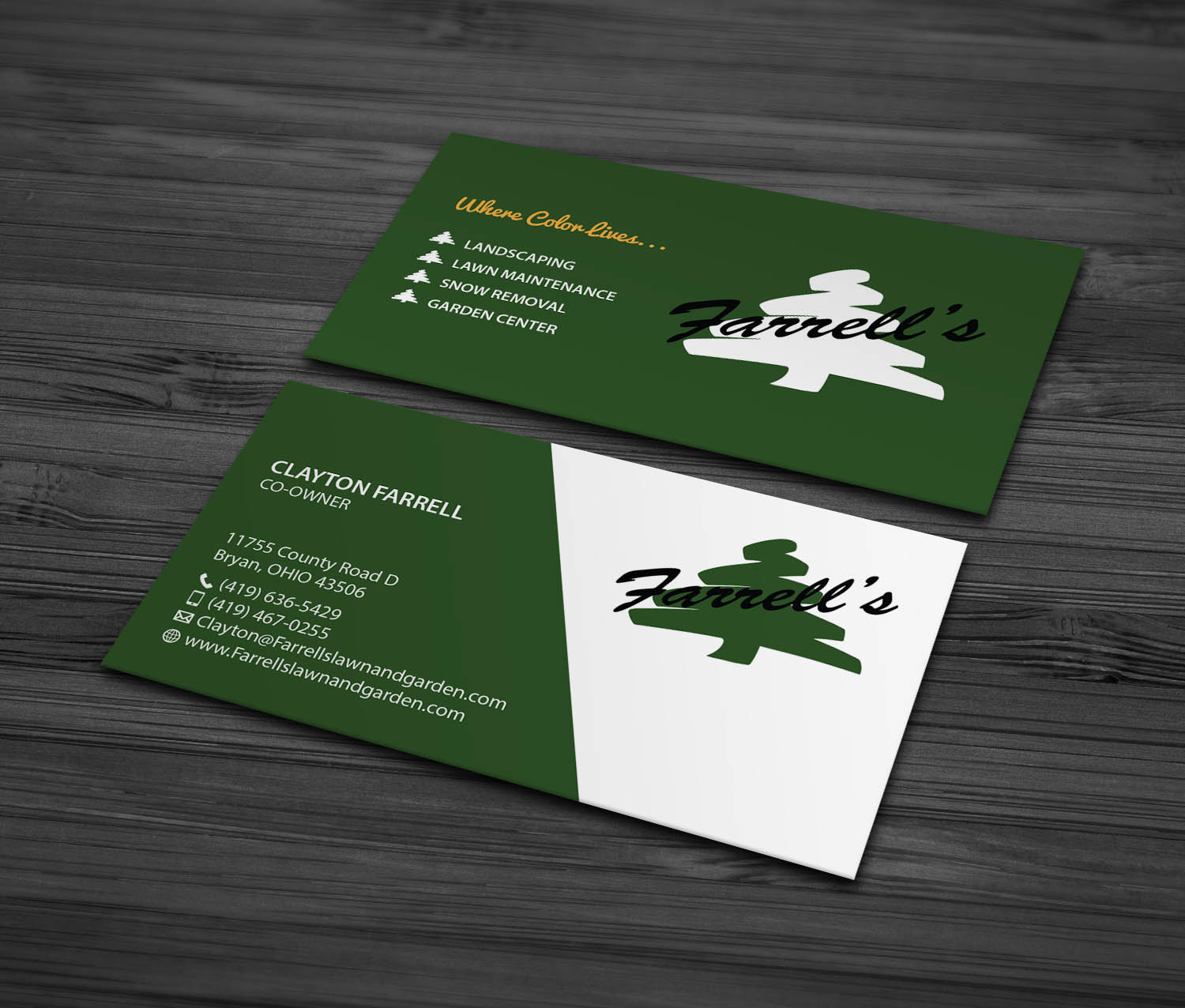 Business Card Design by MDesign for Farrell's Lawn & Garden Center LLC | Design #23661024
