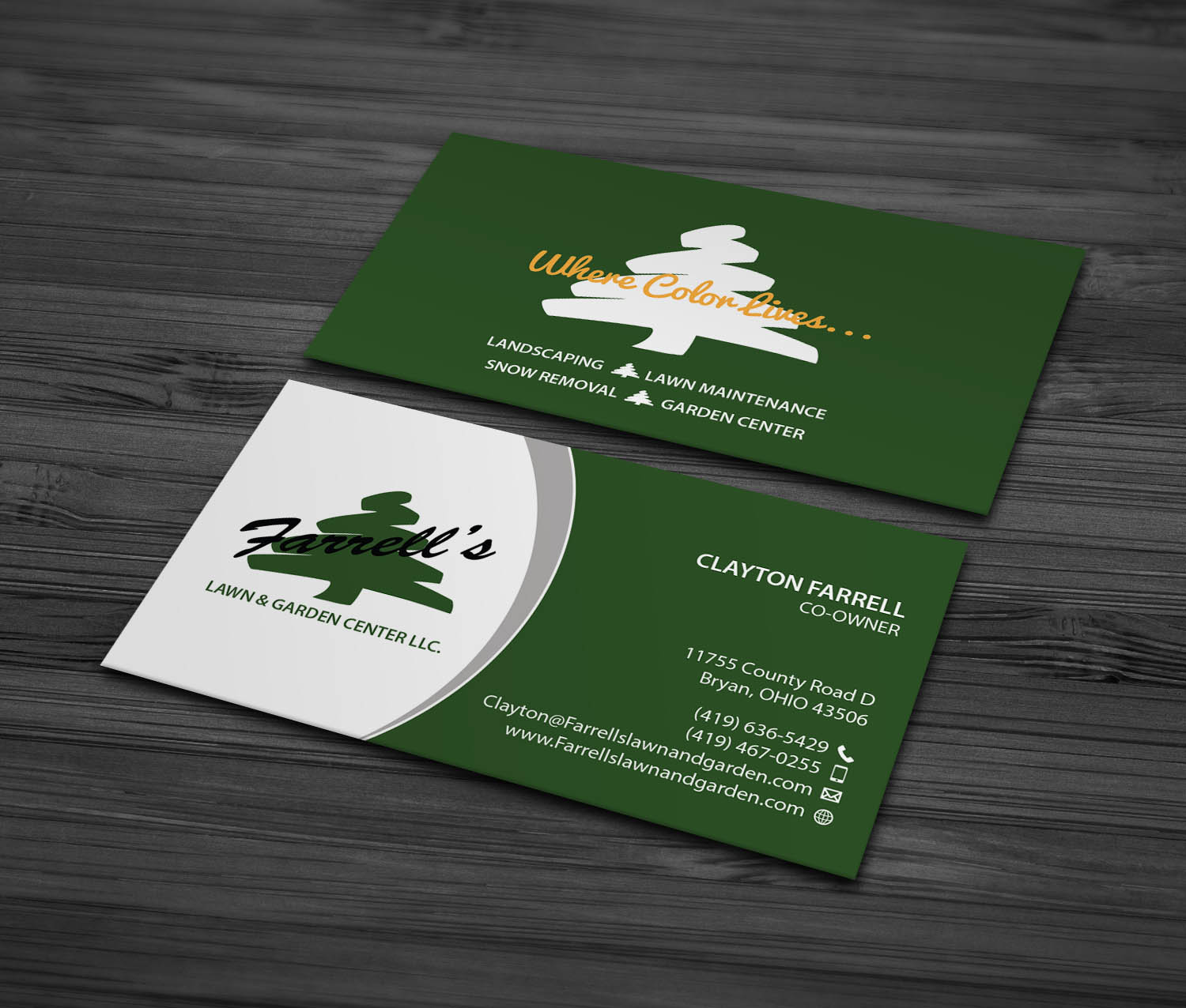 Business Card Design by MDesign for Farrell's Lawn & Garden Center LLC | Design #23668081