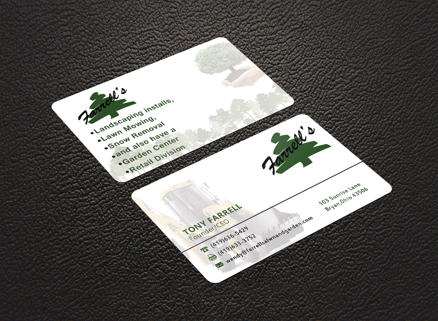 Business Card Design by Graphics Design Help for Farrell's Lawn & Garden Center LLC | Design #23621284